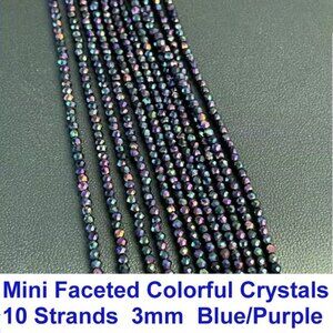 Faceted Dark Purple Beads  10 Strands  .3mm